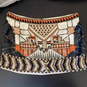 hand embellished sequin mini skirt